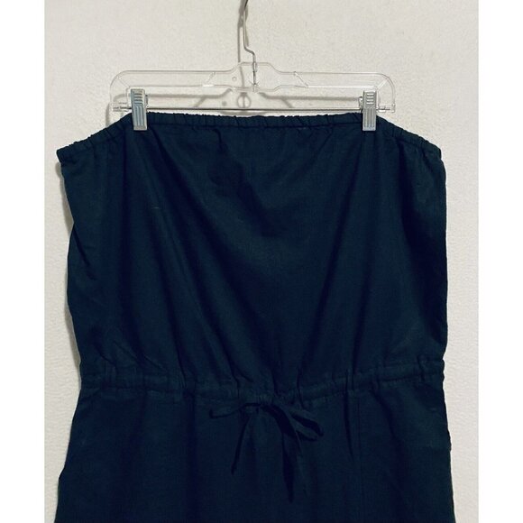 Gap Jumpsuit Womens XL Strapless Culottes Drawstring Waist Linen Cotton Boho - Picture 2 of 5
